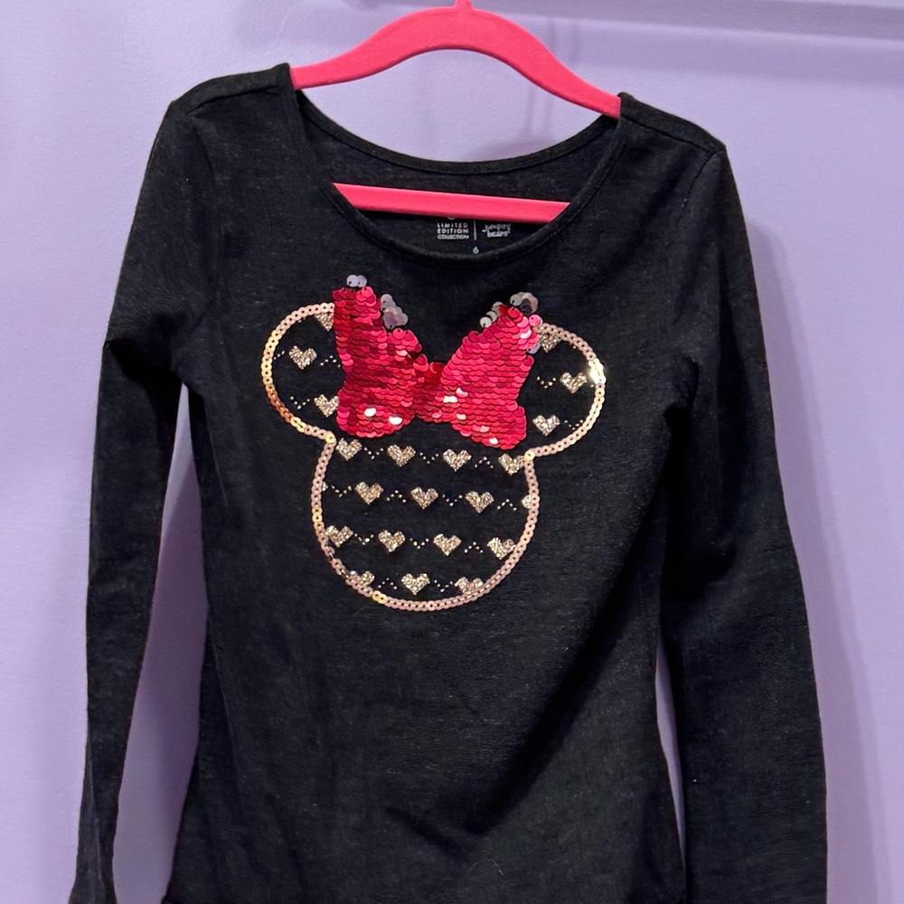 Disney Black Sequin Minnie Mouse Kids Top